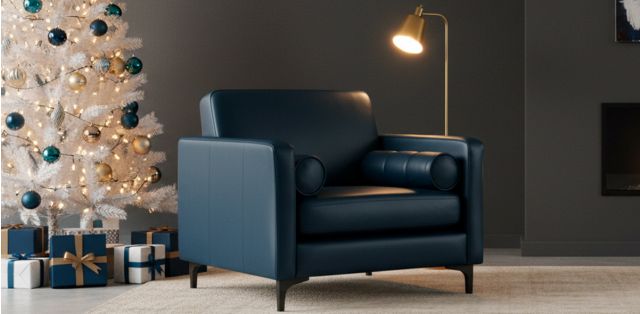 Sillón Piel Swan Azul