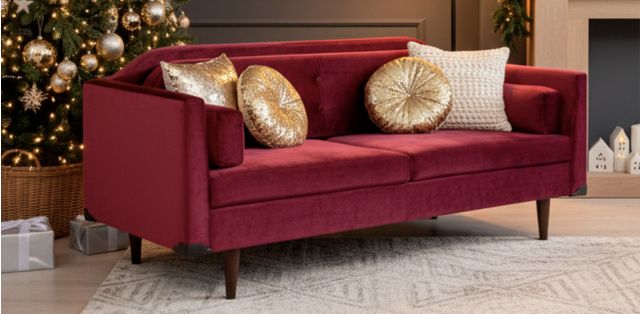 Sofá 3 Plazas Terciopelo Goi Rojo