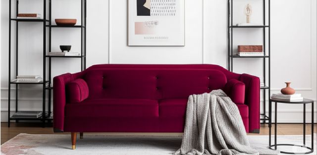 Sofá 3 Plazas Terciopelo Goi Rojo